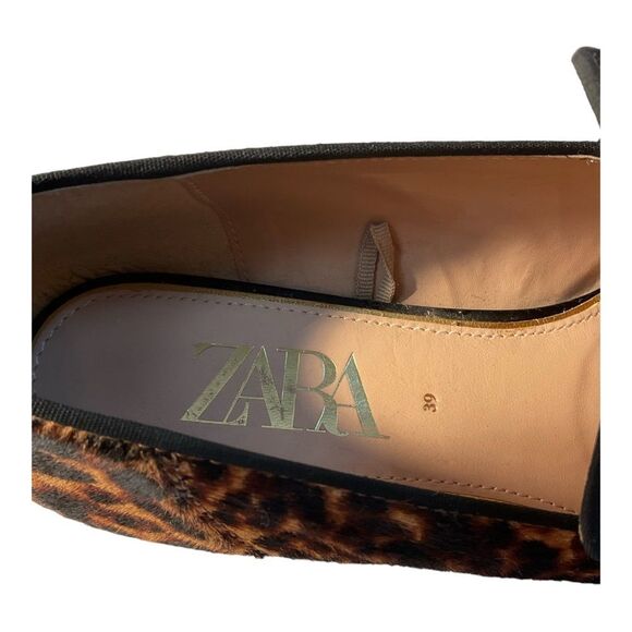 Zara Women’s Cow Furskin Leopard Print Loafers shoes Size 39 - Picture 5 of 13